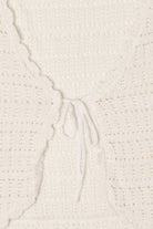 Tie Front Pointelle Crochet Top