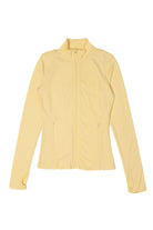 Fleece Lined Ribbed Zip Up Top - Yellow