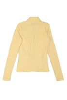 Fleece Lined Ribbed Zip Up Top - Yellow