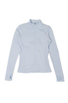 Fleece Lined Ribbed Zip Up Top - Blue