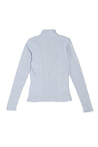 Fleece Lined Ribbed Zip Up Top - Blue