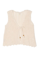 Pointelle Stitch Tie Front Vest