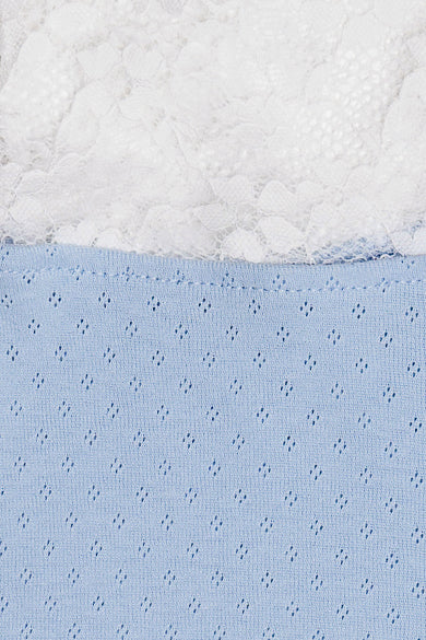 Light Blue Lace Hem Pointelle Shorts Detail