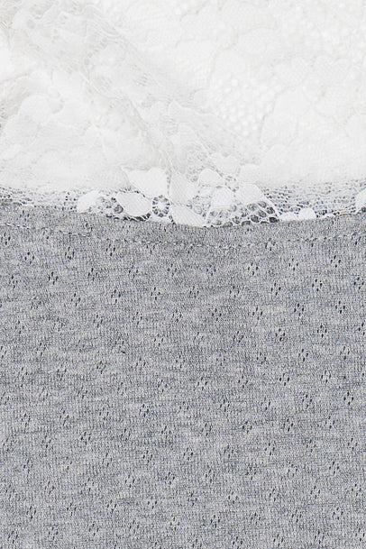 Gray Lace Hem Pointelle Shorts Detail