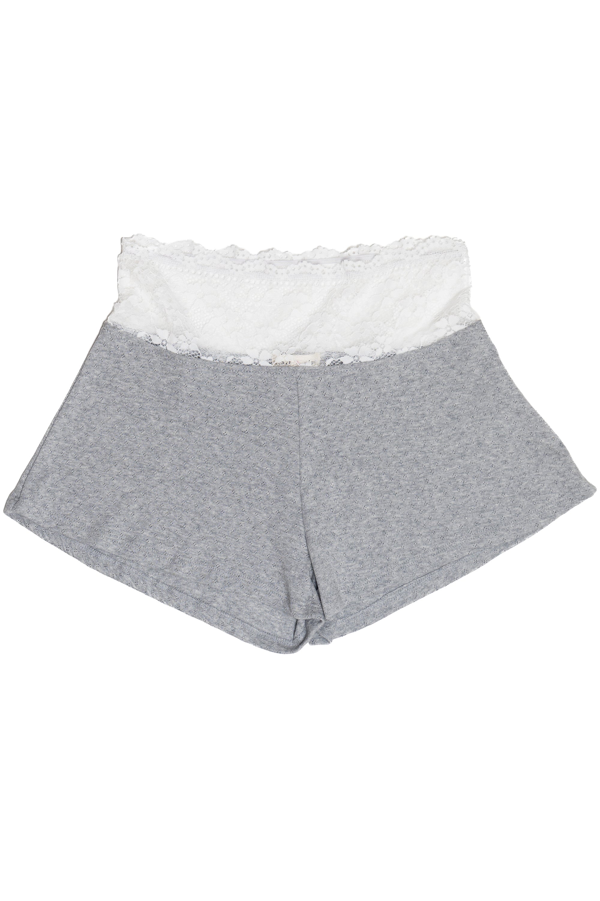 Gray Lace Hem Pointelle Shorts