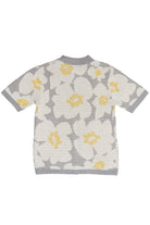White Daisy Pressed Flower Knit Button Up Back