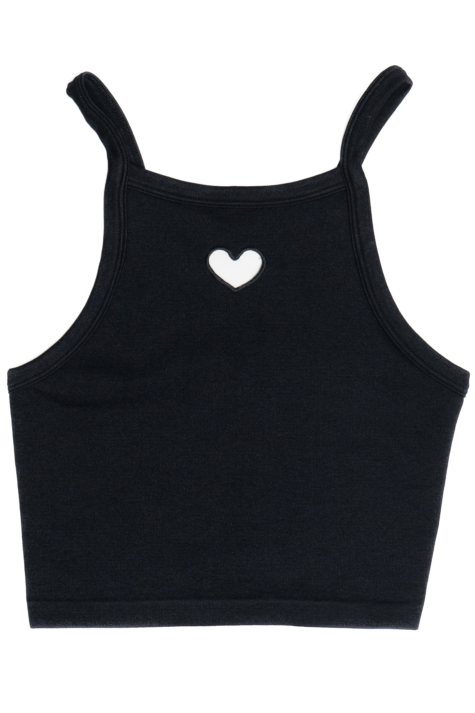 Front Of Black Heart Cutout Seamless Tank Top