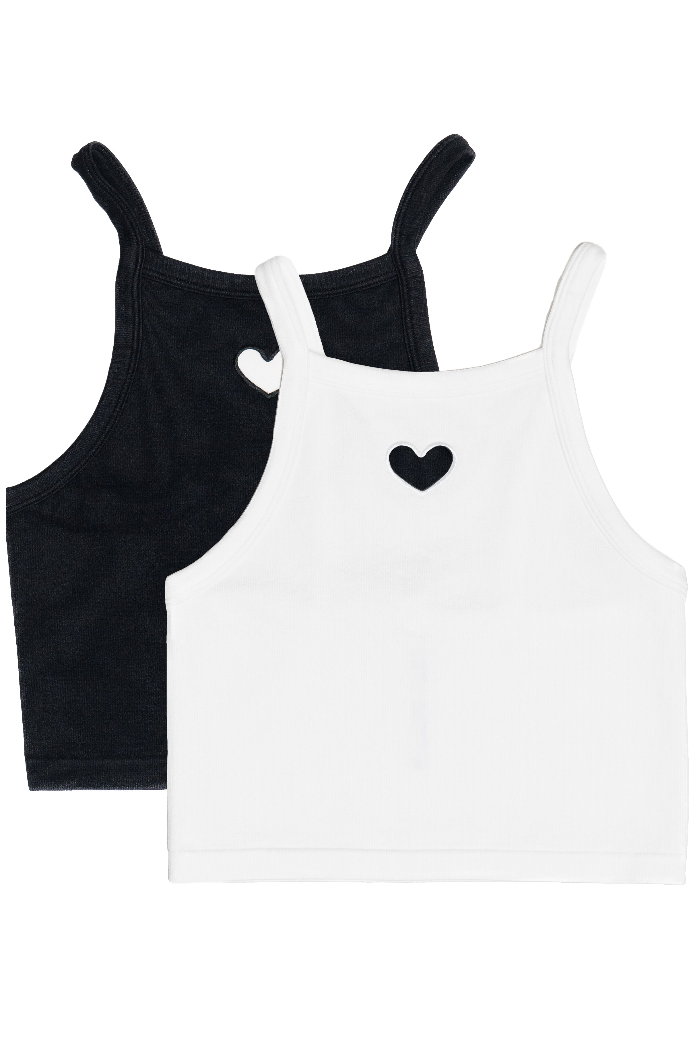 Black And White Heart Cutout Seamless Tank Tops