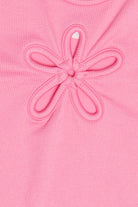Detail Of Pink Flower Cut Out Seamless Tank Top