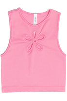 Pink Flower Cut Out Seamless Tank Top