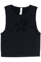 Black Flower Cut Out Seamless Tank Top