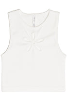 White Flower Cut Out Seamless Tank Top