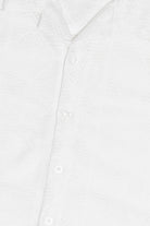 Detail Of White Diamond Open Weave Button Up Shirt