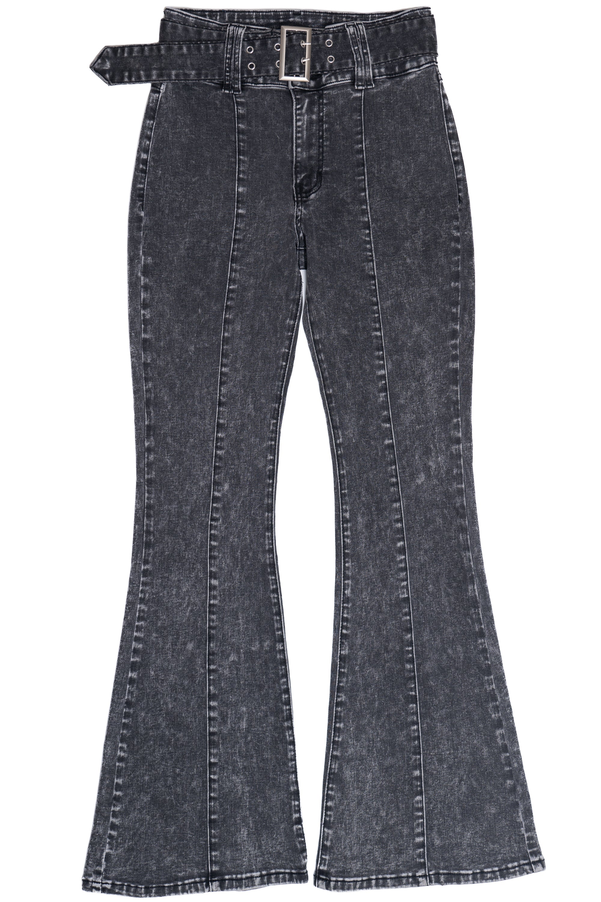 Belted Flare Grunge Wash Jeans – Ragstock