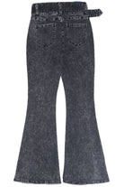 Acid Black Belted Flare Grunge Wash Jeans