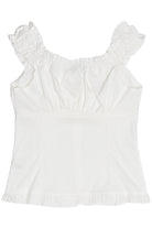 White Button Up Ruffle Sleeve Top