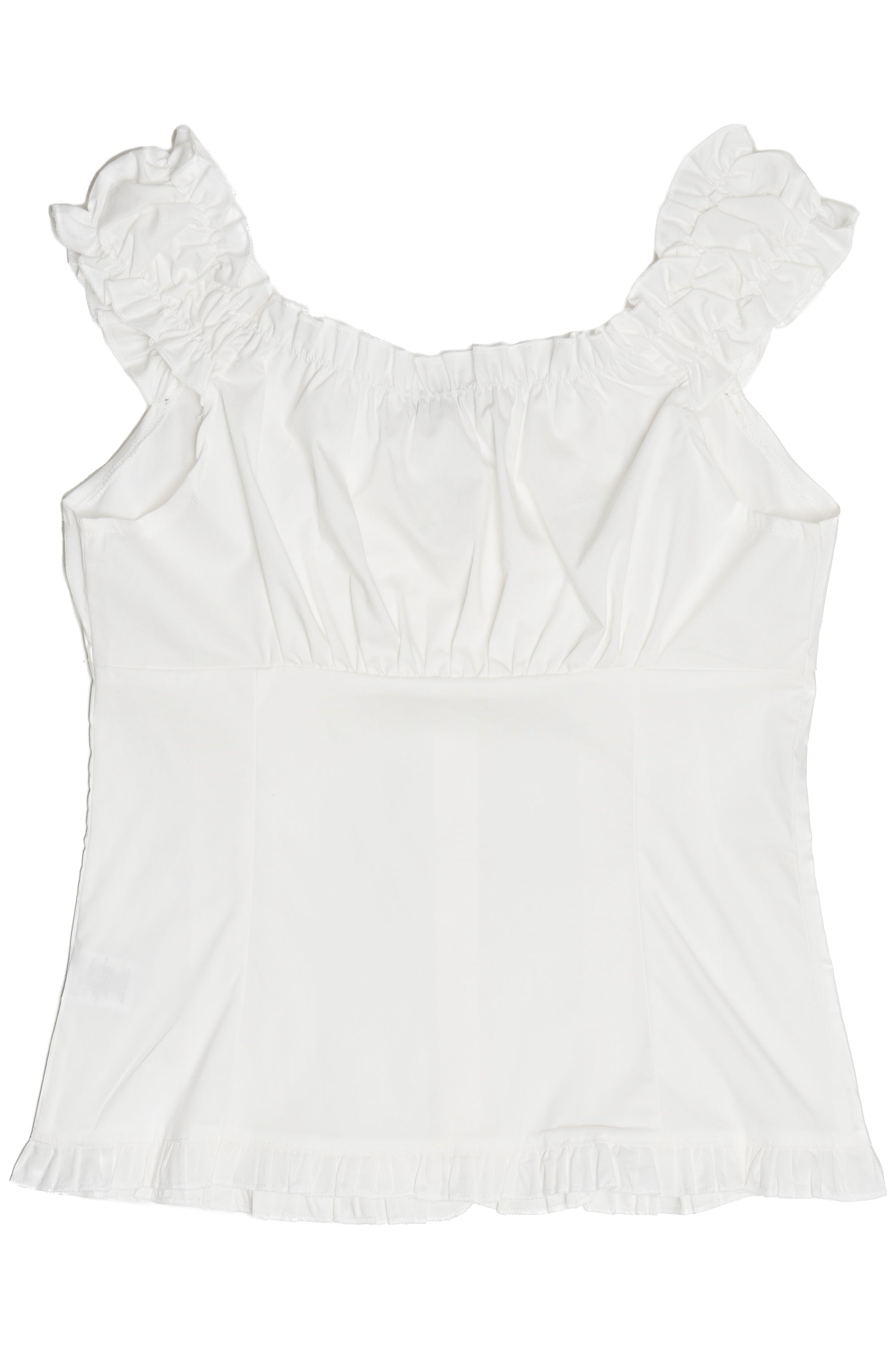 White Button Up Ruffle Sleeve Top