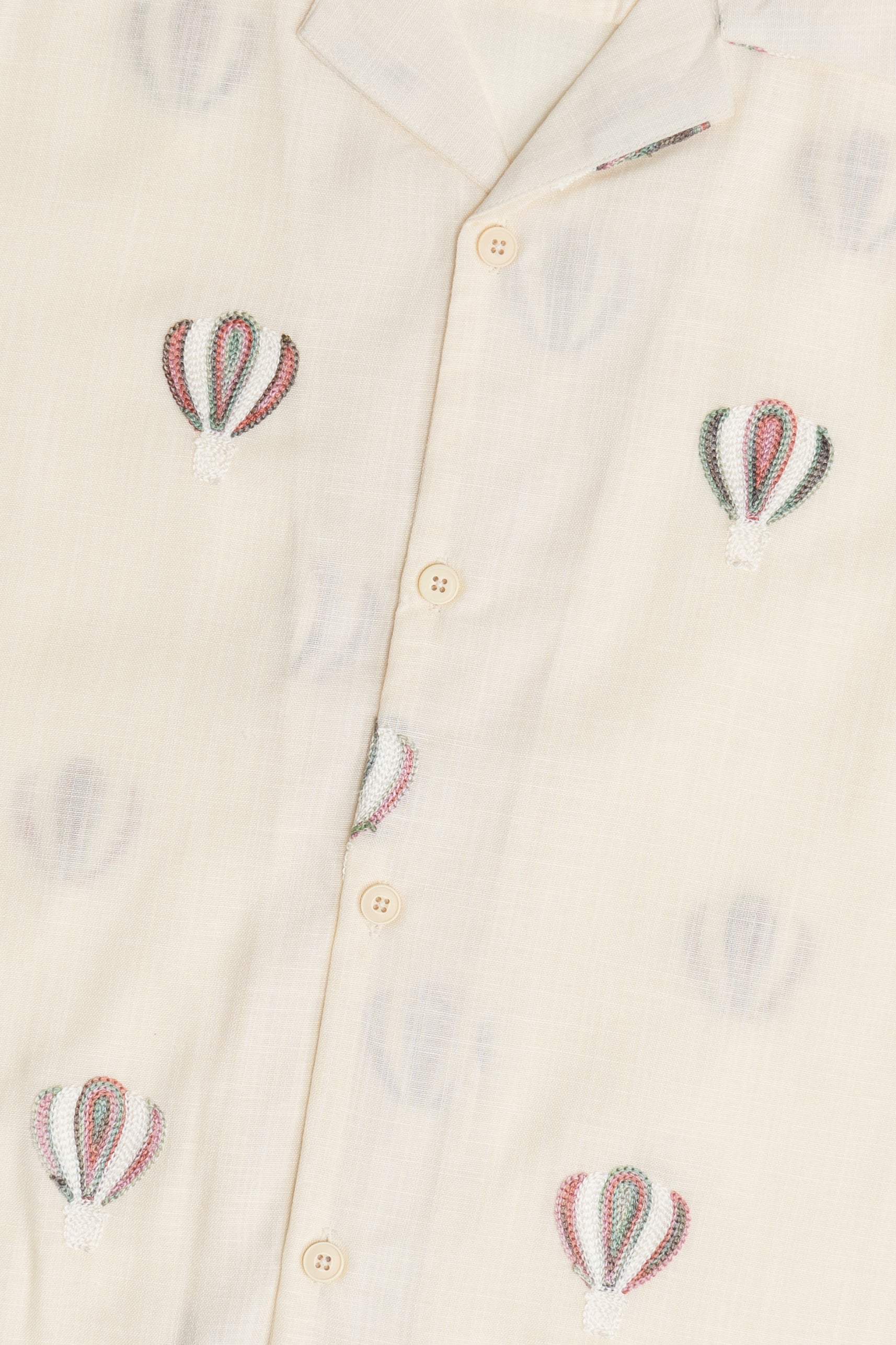 Hot Air Balloon Embroidered Button Up Shirt