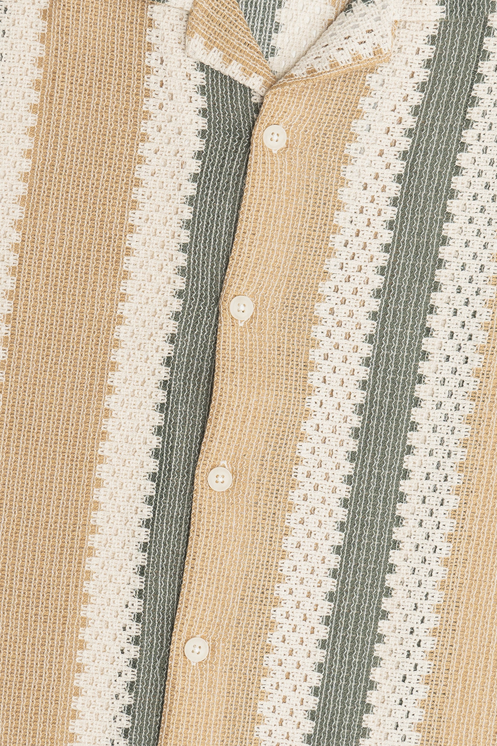 Striped Open Weave Button Up Shirt