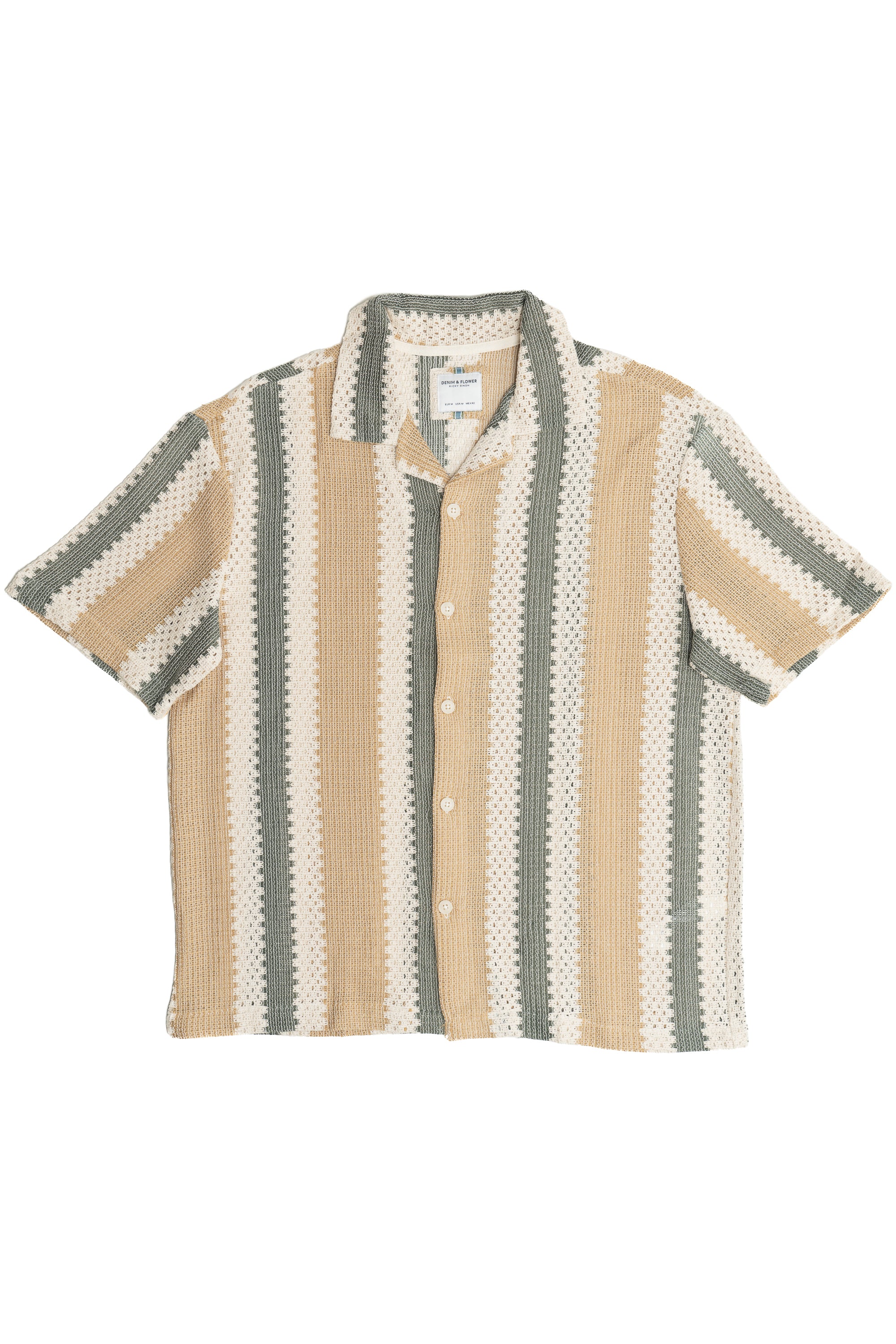 Striped Open Weave Button Up Shirt