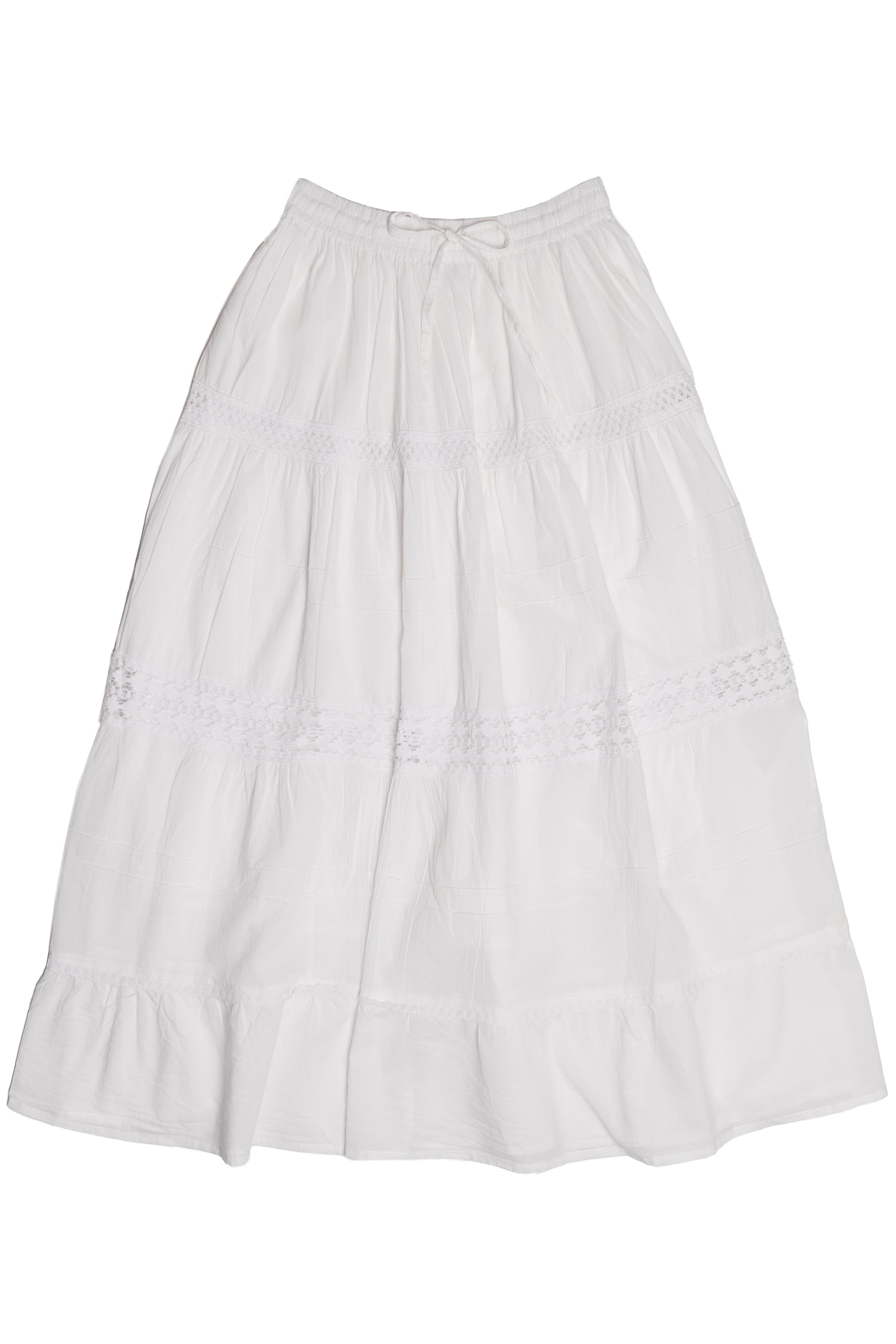 White Crochet Trim Maxi Skirt