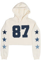 Denim Star Patches Cropped Sweatshirt