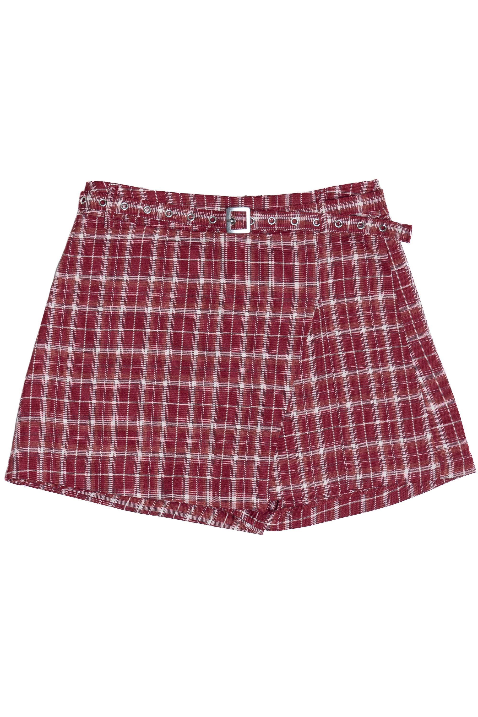 Plaid Belted Mini Skort