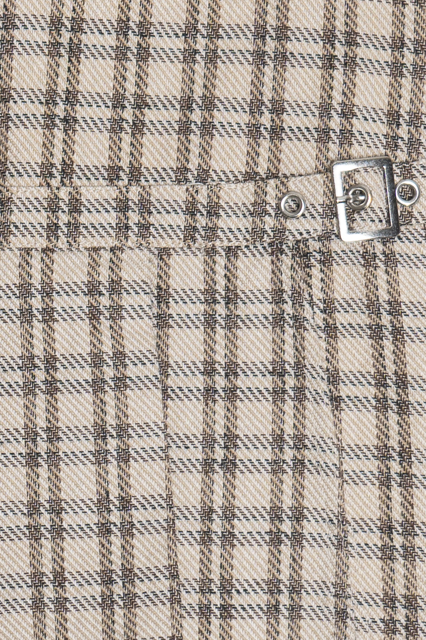Pleated Plaid Low Rise Super Mini Skort
