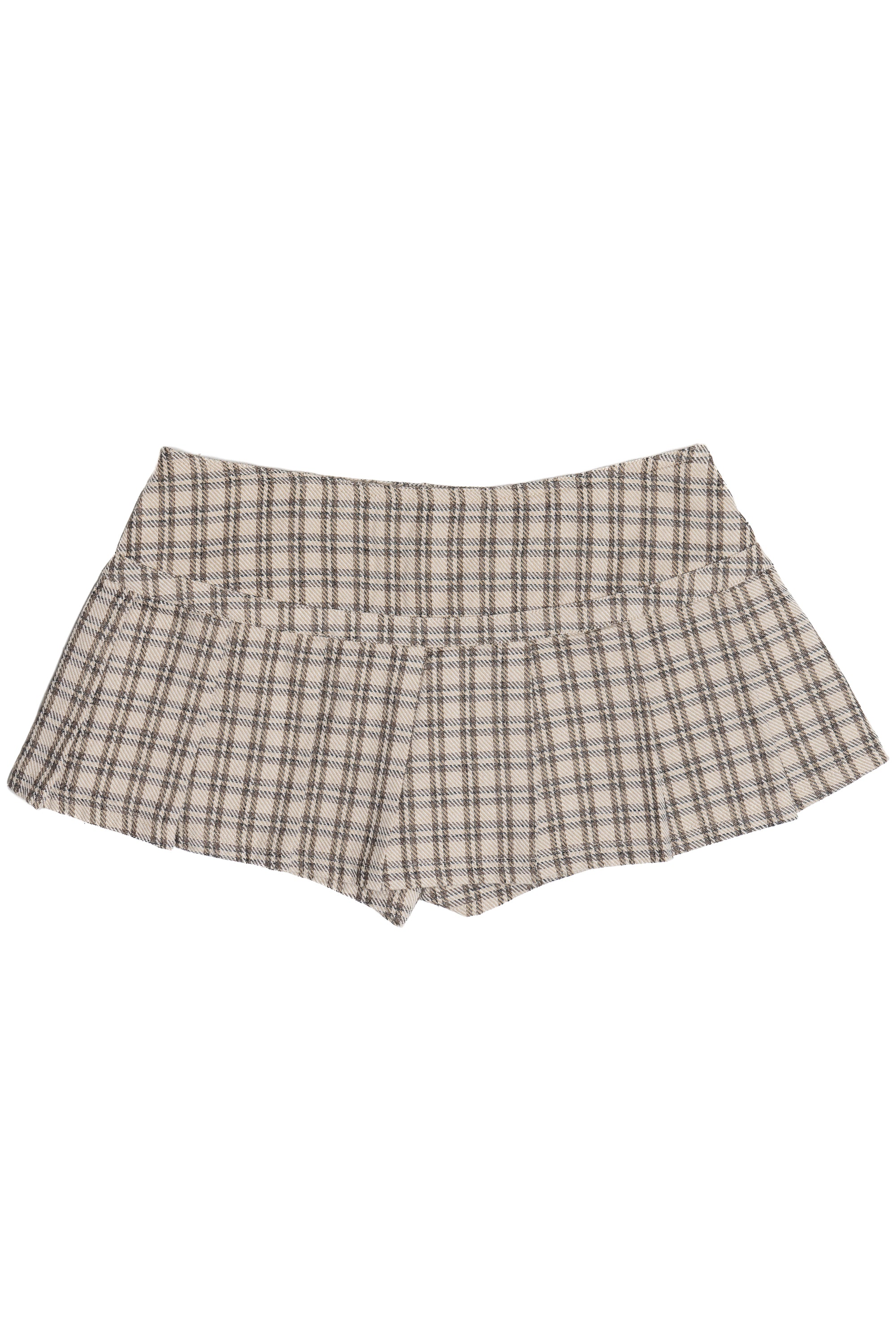 Pleated Plaid Low Rise Super Mini Skort