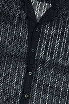 Black Open Knit Button Up Shirt