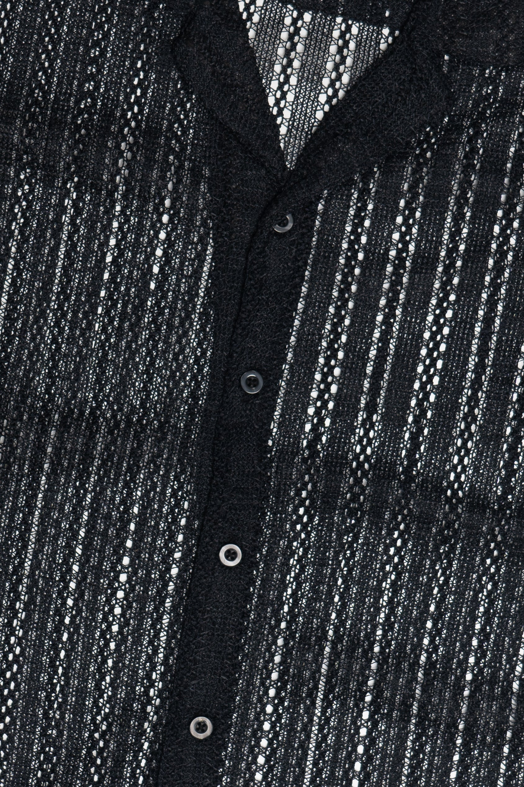 Black Open Knit Button Up Shirt