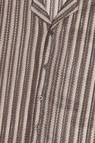 Striped Open Knit Button Up Shirt