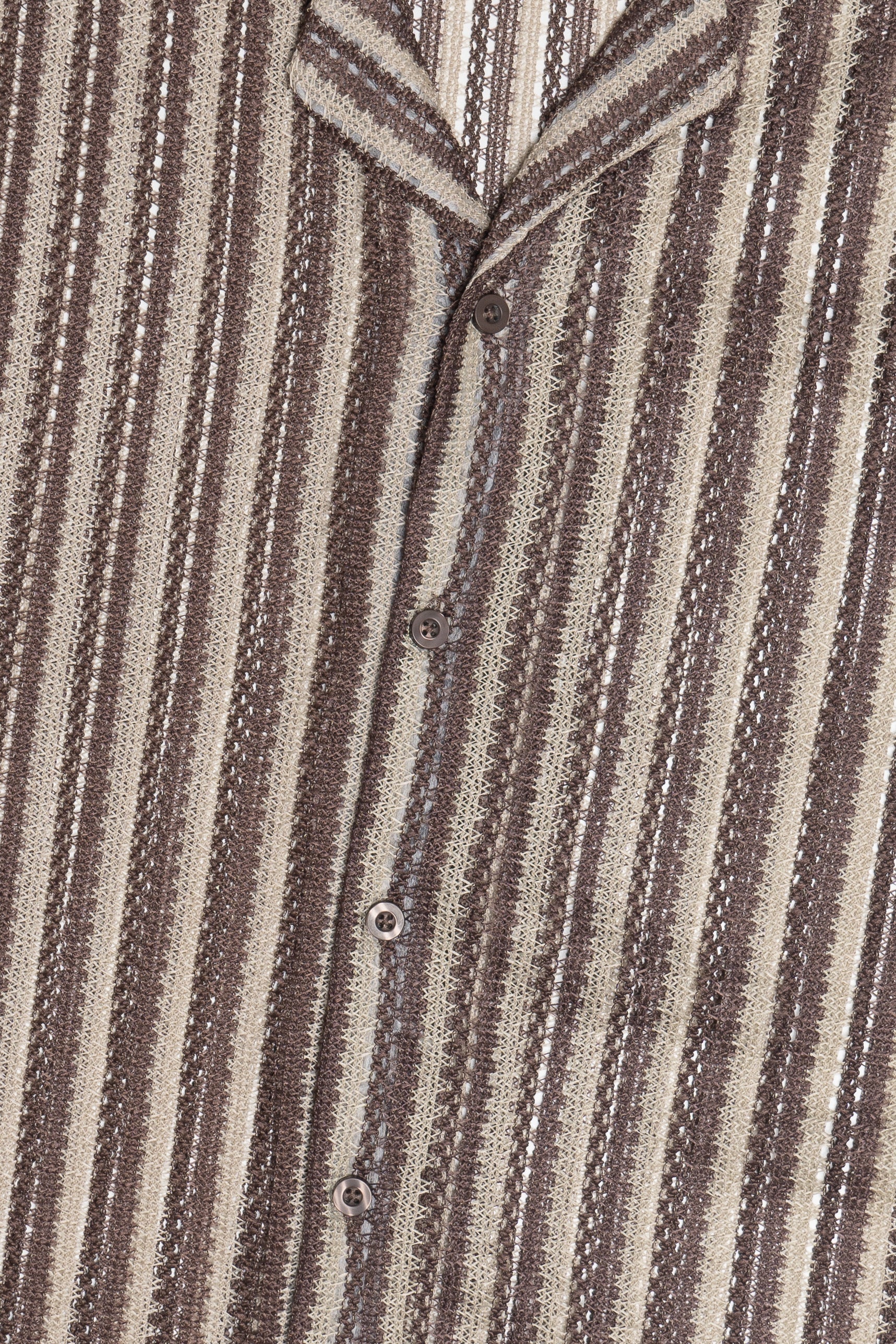 Striped Open Knit Button Up Shirt