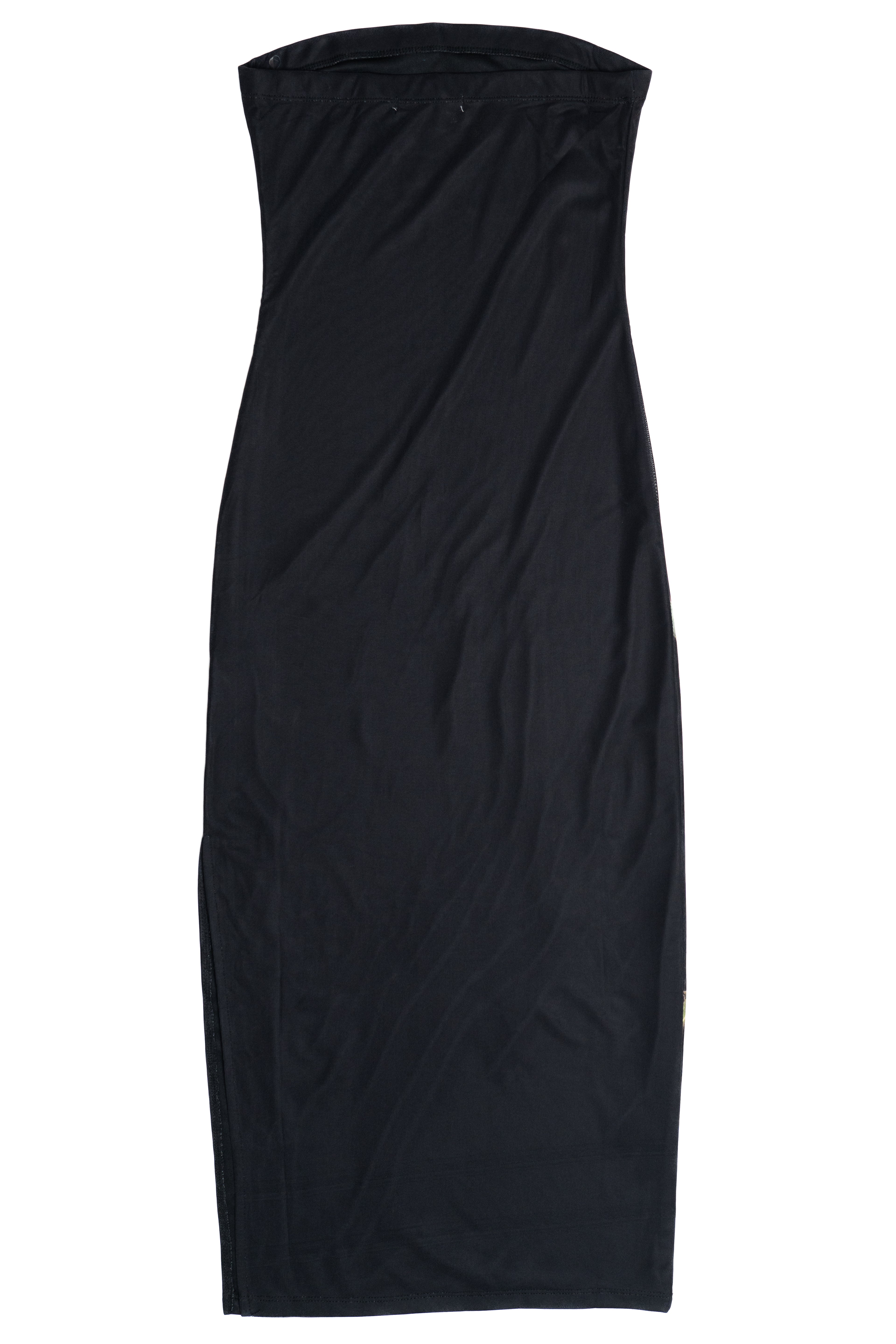 Rose Graphic Mesh Midi Tube Dress