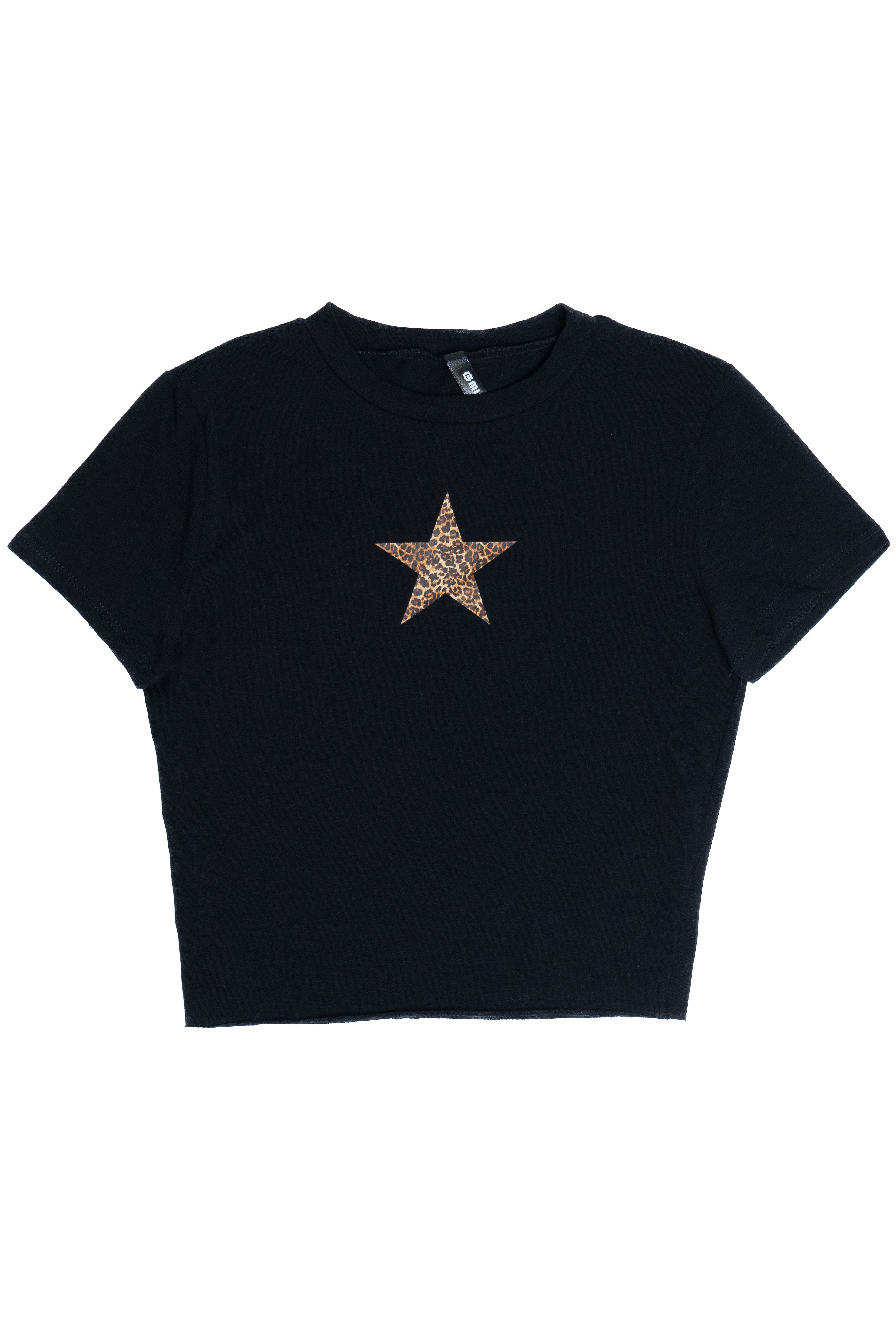 Leopard Print Star Crop Tee