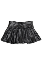 Pleated Faux Leather Eyelet Skort