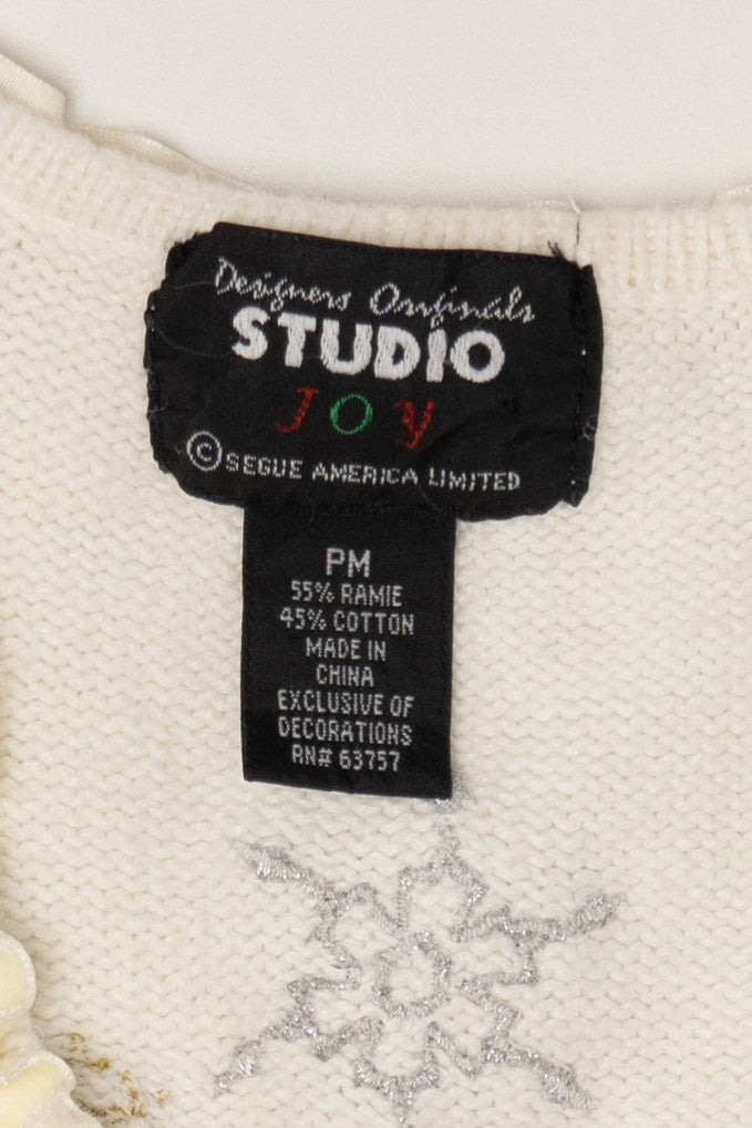 Vintage White Studio Joy Snowflakes Ugly Christmas Vest (1990s)