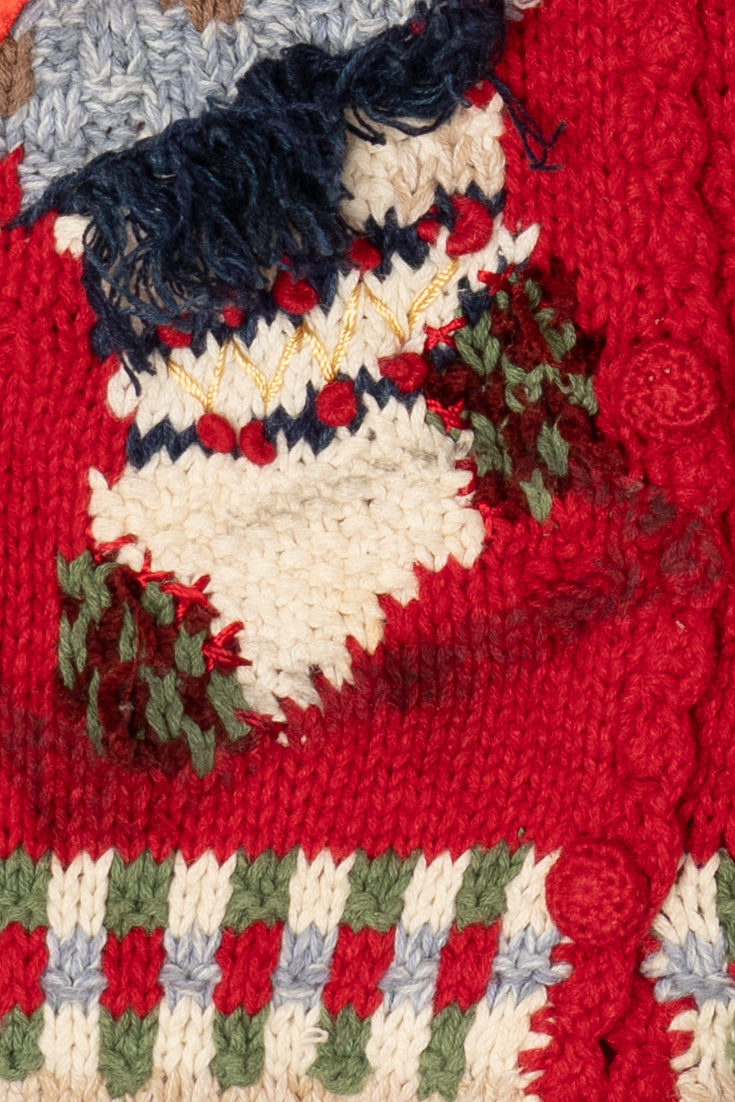 Vintage Red Heirloom Collectible Stockings Christmas Cardigan (1990s)