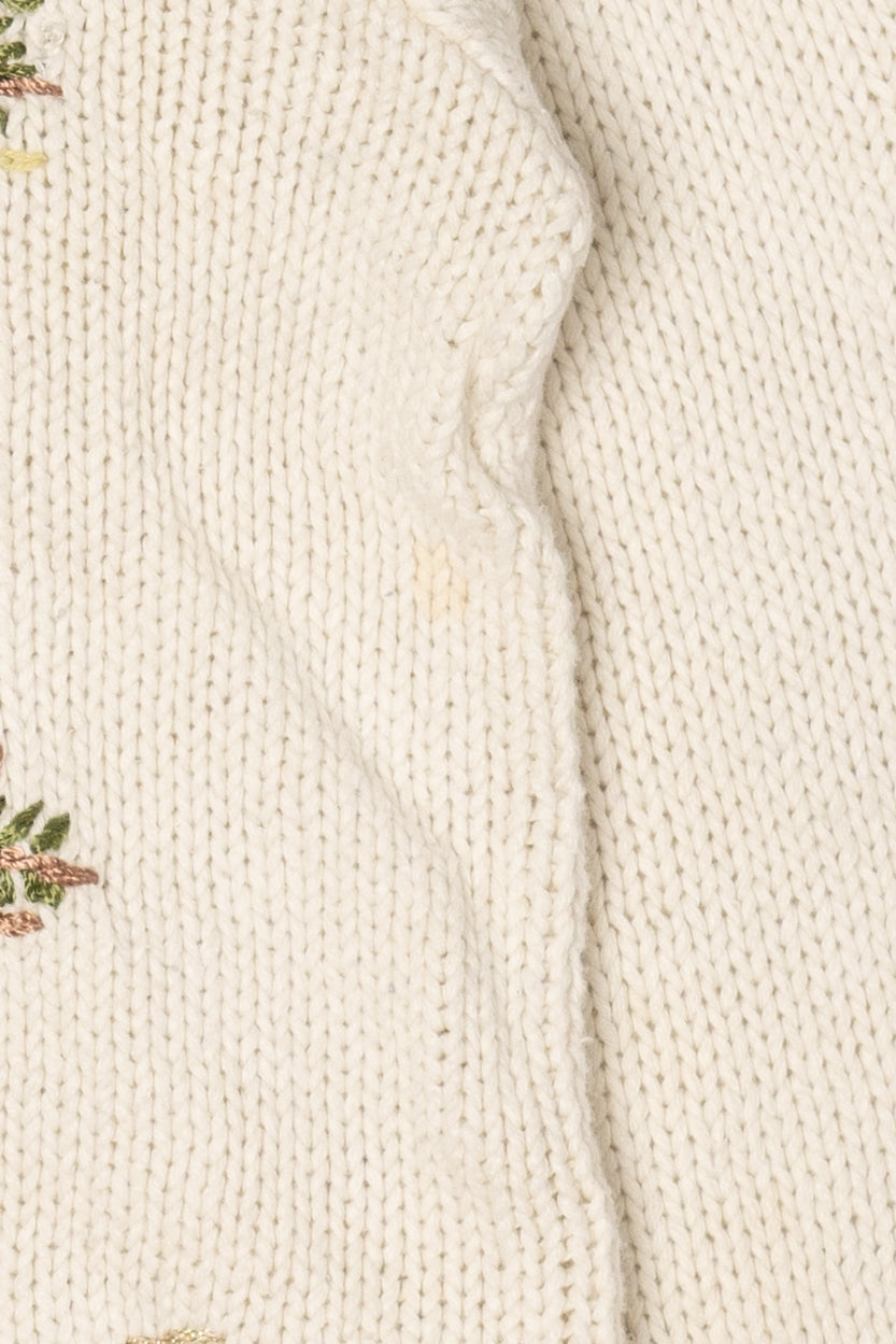 Vintage White Heirloom Collectible Trees Ugly Christmas Pullover (1990s)