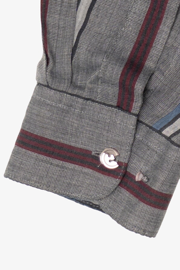 Vintage Gray Paul Dauril Striped Button Up Shirt (1990s)