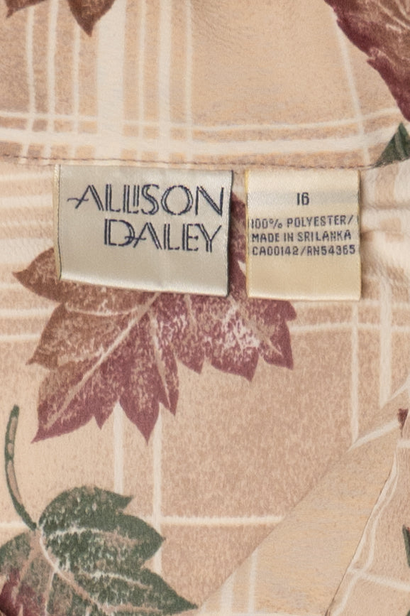 Vintage Allison Daley Autumn Leaves Button Up Shirt (1990s)