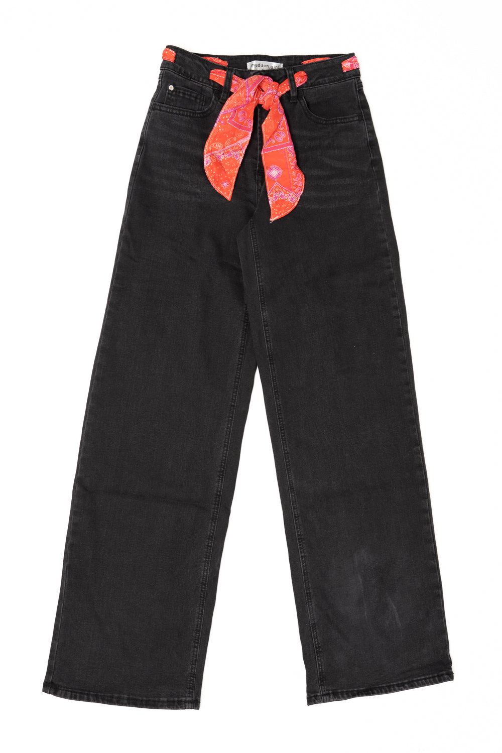 Wide Leg Bandana Belt Jeans 