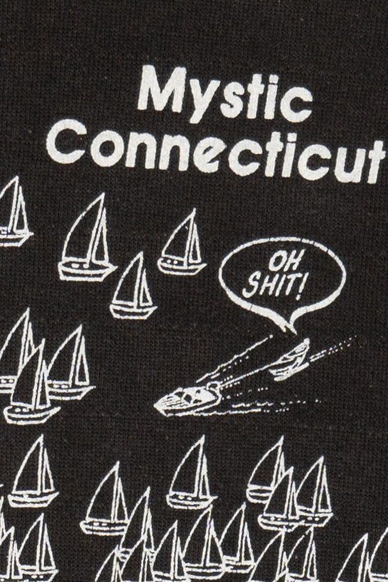 Vintage Mystic Connecticut Sailboats Funny Raglan Sweatshirt (1980s)