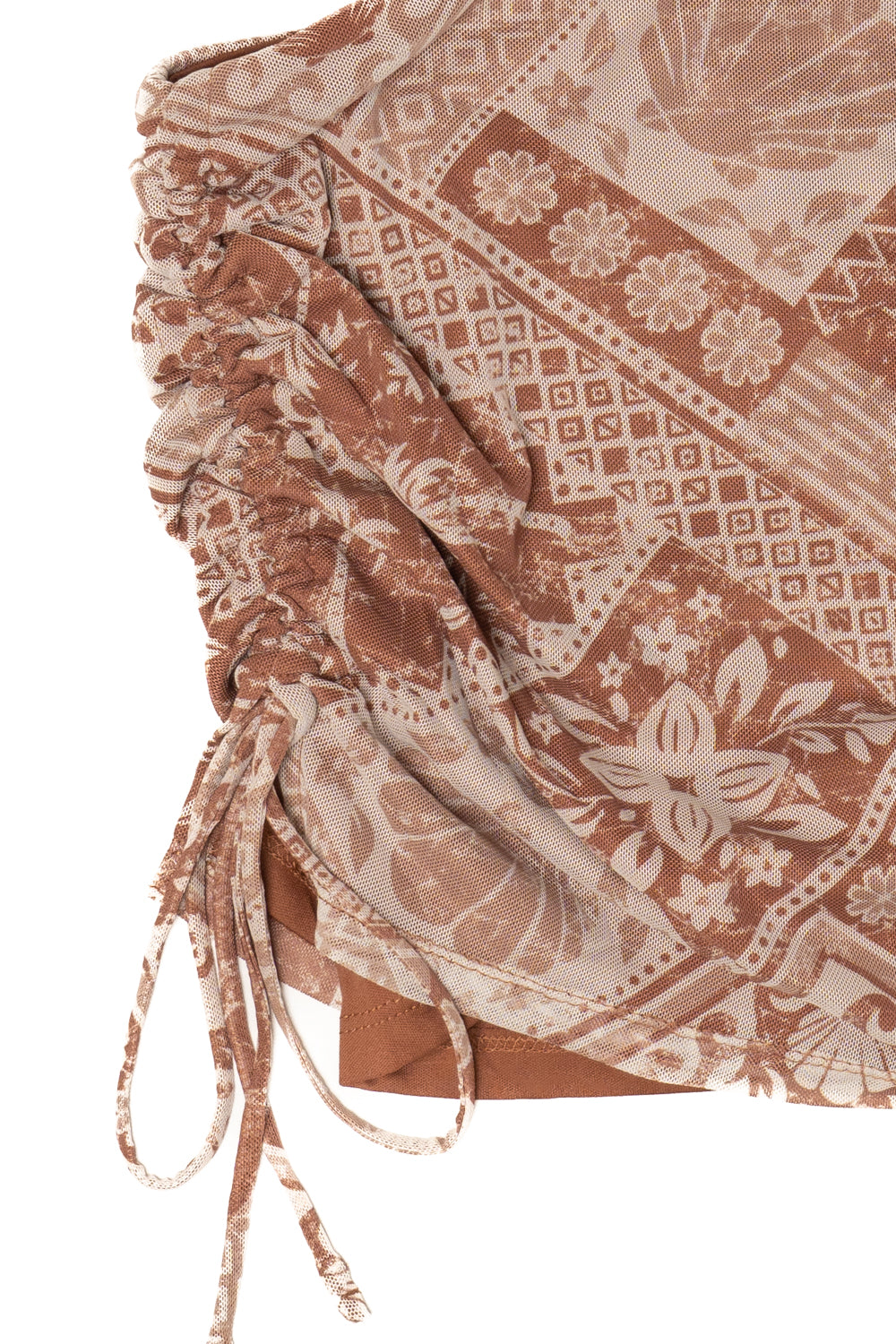 Mesh Printed Ruched Mini Skort