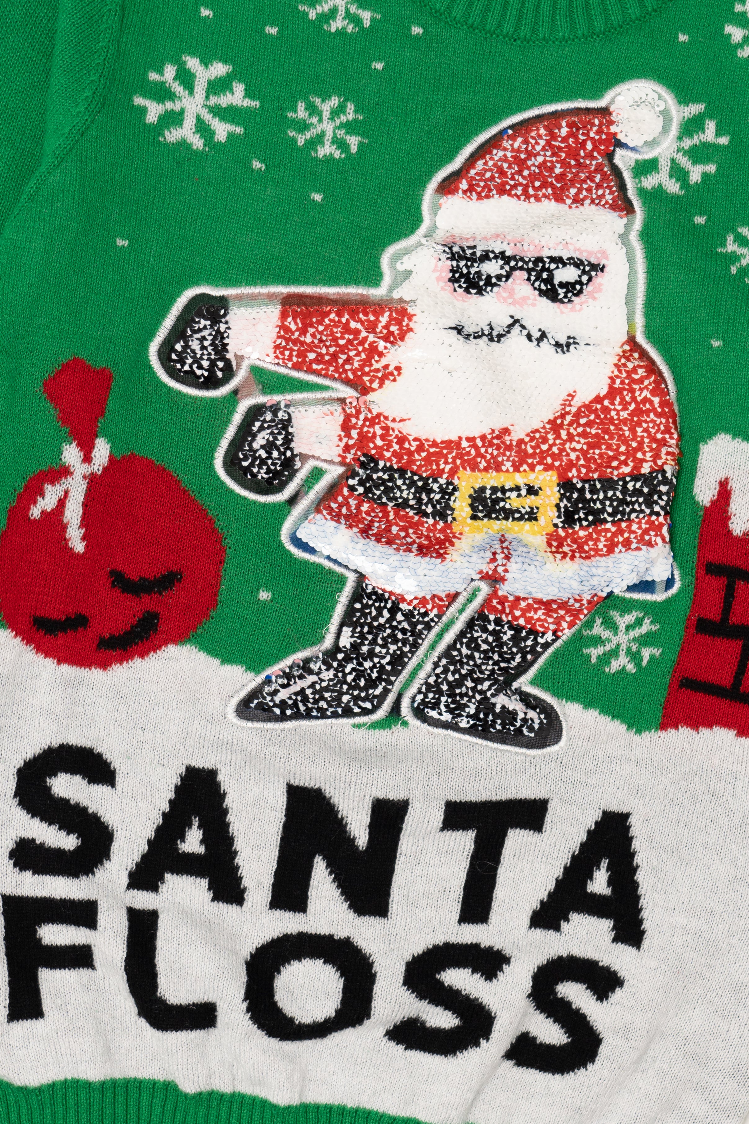 Kids Green "Santa Floss" Ugly Christmas Pullover (2010s)