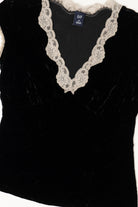 Vintage Black Velvet Lace V-Neck Gap Top (2000s)