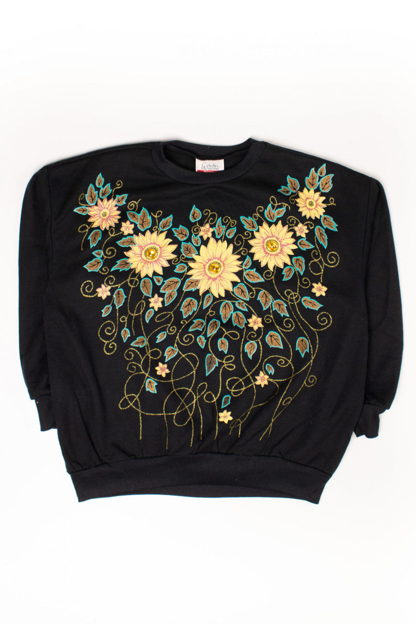 Bedazzled Floral Sweatshirt(1980s)
