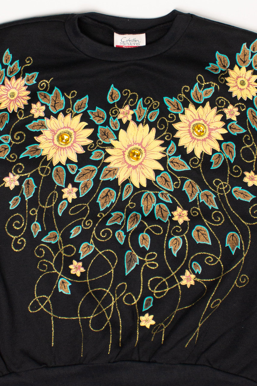 Bedazzled Floral Sweatshirt(1980s)