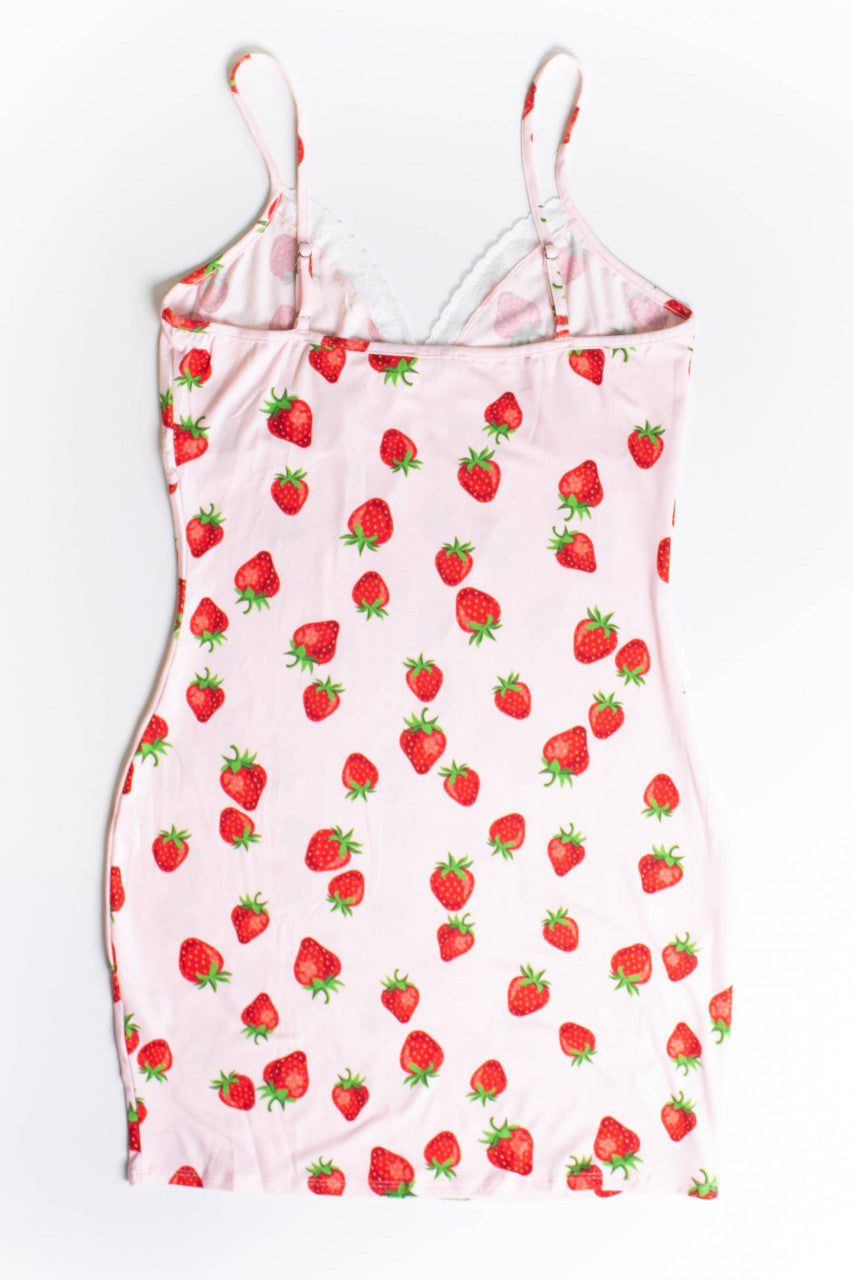 Strawberry Lace Trimmed Mini Dress (Extended Sizes)