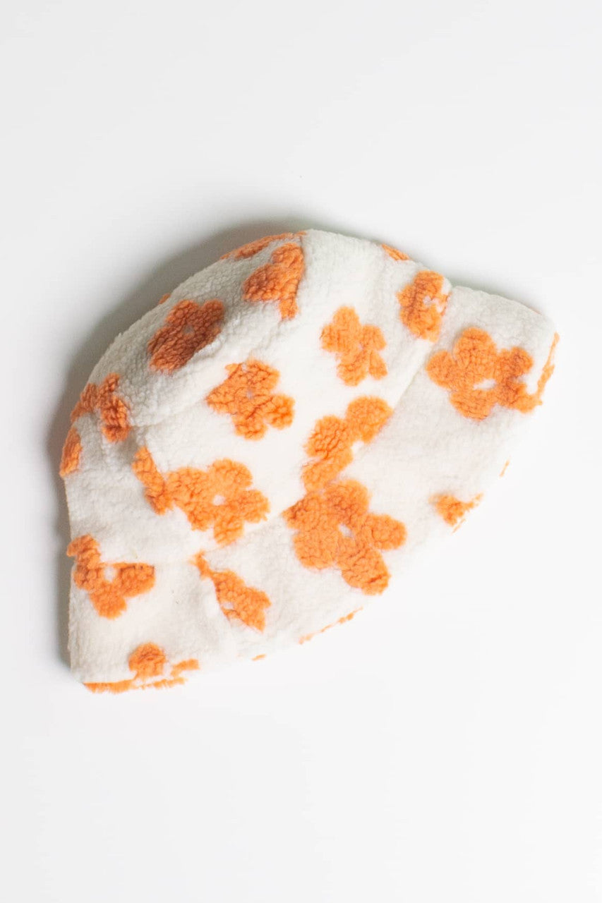 Orange Daisy Sherpa Bucket Hat